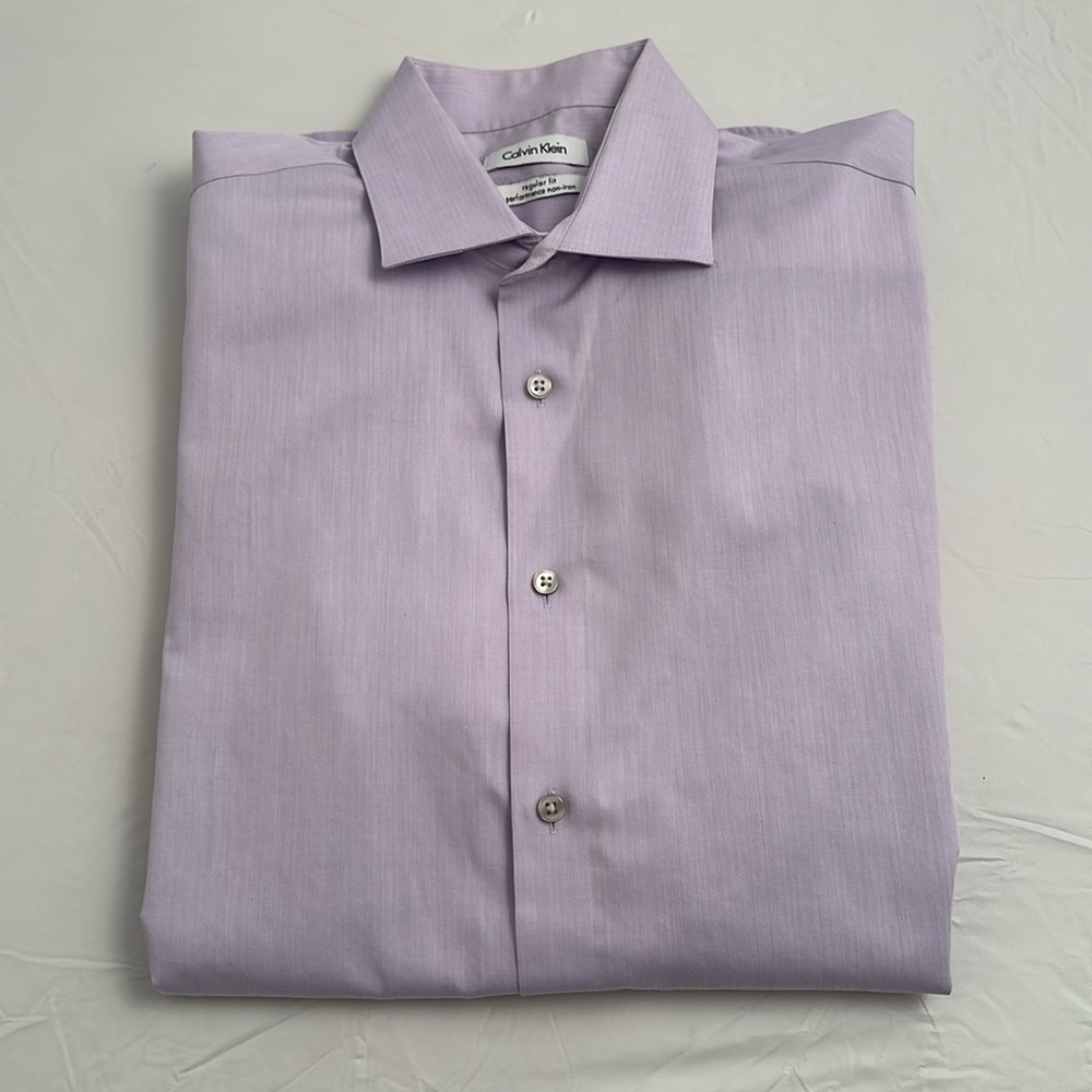 Calvin Klein lavender regular fit performance button down dress shirt